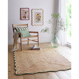 Origin scalloped edge green rug 160x230cm, imported from the UK