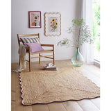 Origin jute rug lilac scalloped edge 120x170cm - British product