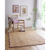 Origin jute rug lilac scalloped edge 120x170cm - British product