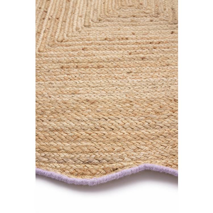 Origin jute rug lilac scalloped edge 120x170cm - British product