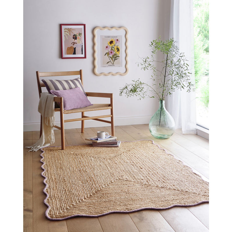 Origin Jute Scalloped Edge Lilac  Rug - 160x230cm