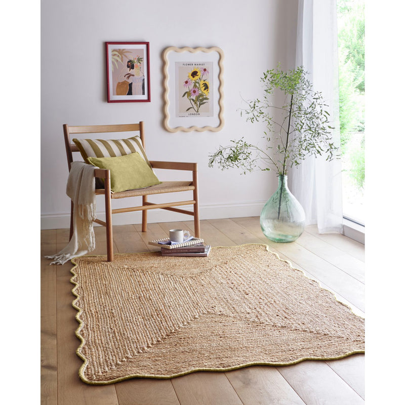 Origin Jute Scalloped Edge Yellow  Rug - 160x230cm