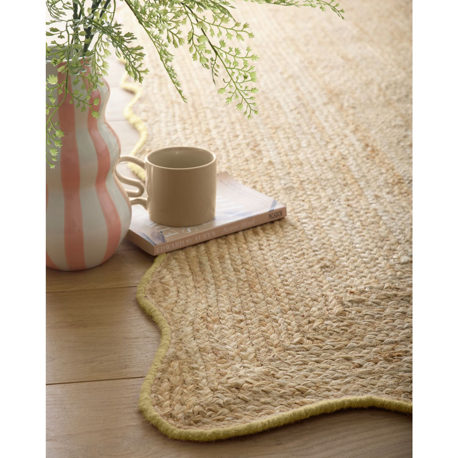 Origin Jute Scalloped Edge Yellow  Rug - 160x230cm