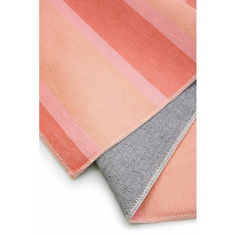 Origin washable stripe pink rug 80x150cm, imported from the UK