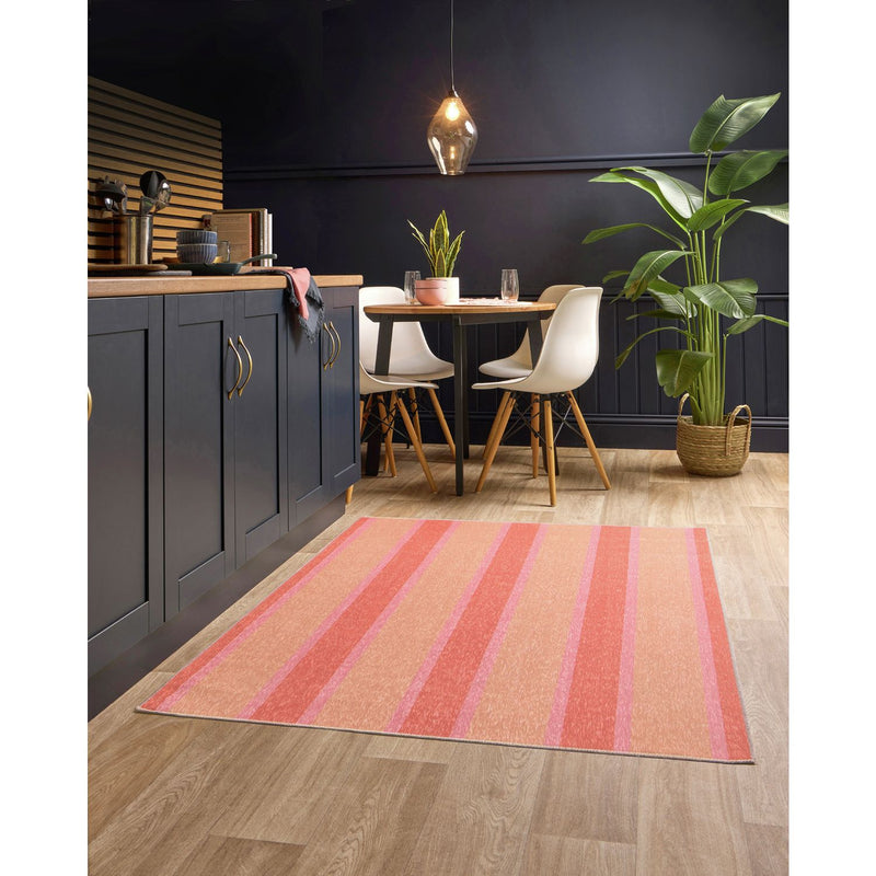 Origin Washable Stripe Pink  Rug - 120x170cm