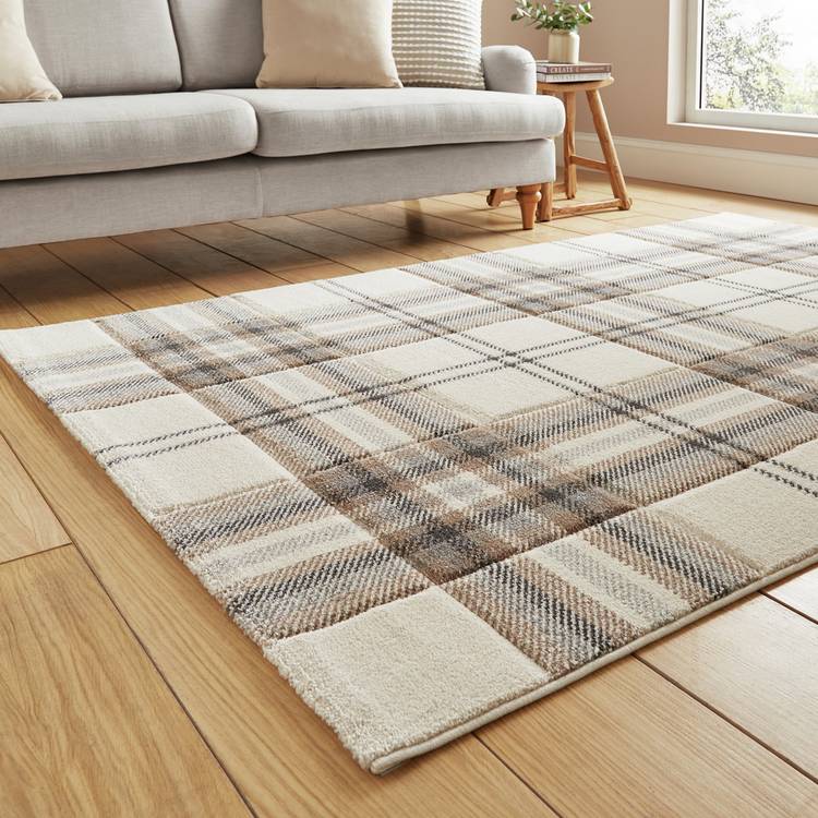 Catherine Lansfield Kelso natural short pile rug 80x150cm - British product