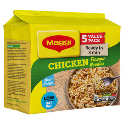 ASDA Maggi 3 Minute Chicken Flavour Instant Noodles Multipack 5x59g- Buy online at McGrocer