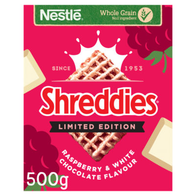 ASDA Nestlé Shreddies Raspberry and White Chocolate Breakfast Cereal 500g- Buy online at McGrocer