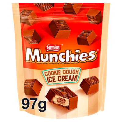 Munchies milk chocolate cookie dough ice cream sharing bag 97g, imported from the UK