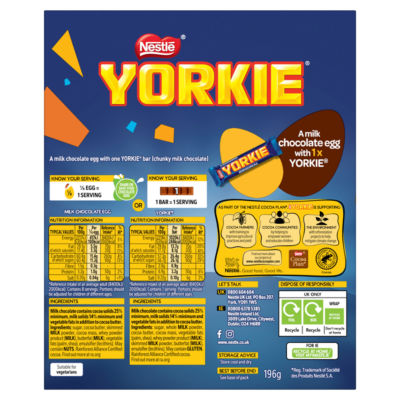 Yorkie milk chocolate Easter egg 196g (British brand)