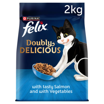 ASDA Felix Doubly Delicious Salmon & Veg Dry Cat Food 2kg- Buy online at McGrocer