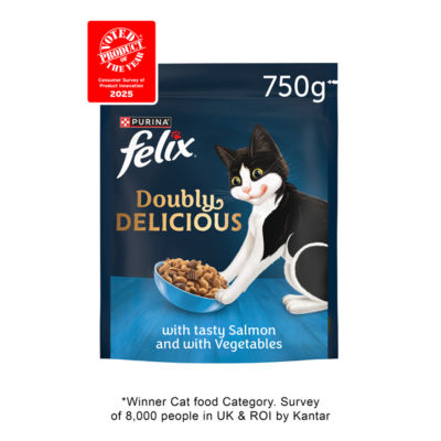 Felix Doubly Delicious salmon and veg dry cat food 750g (British brand)