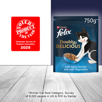 Felix Doubly Delicious salmon and veg dry cat food 750g (British brand)