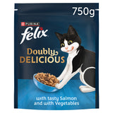 FELIX Doubly Delicious dry cat food Salmon & Veg 750g, UK version