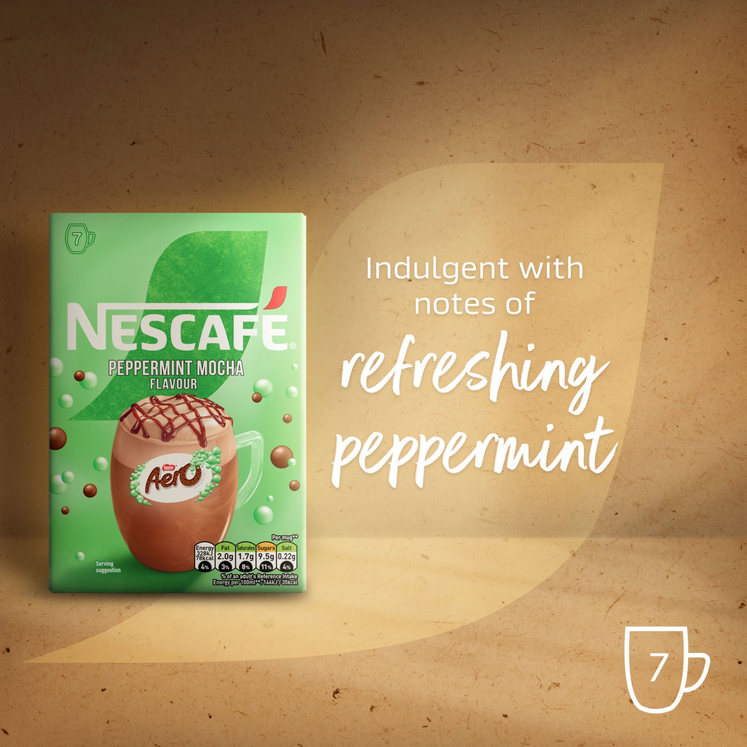 Nescafe Peppermint Aero Mocha sachets 7 x 19g, imported from the UK