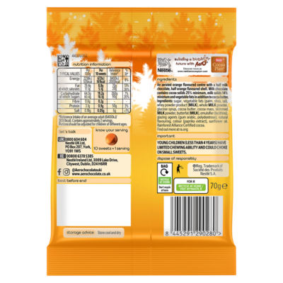 Aero Orange Bubbles aerated chocolate treat 70g, UK version