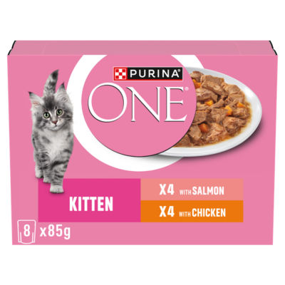 ASDA PURINA ONE Kitten Mini Filets in Gravy with Salmon and Chicken and Carrots Wet Cat Food 85g- Buy online at McGrocer