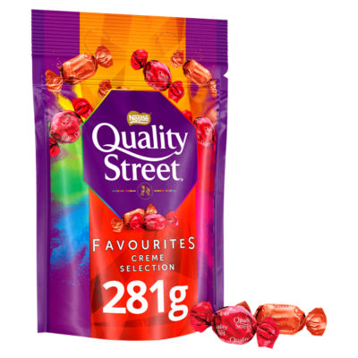 Quality Street Cremé Selection chocolate cremes bag 281g, imported from the UK