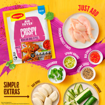 Maggi Air Fryer Crispy Korean BBQ Seasoning Mix 70g, imported from the UK