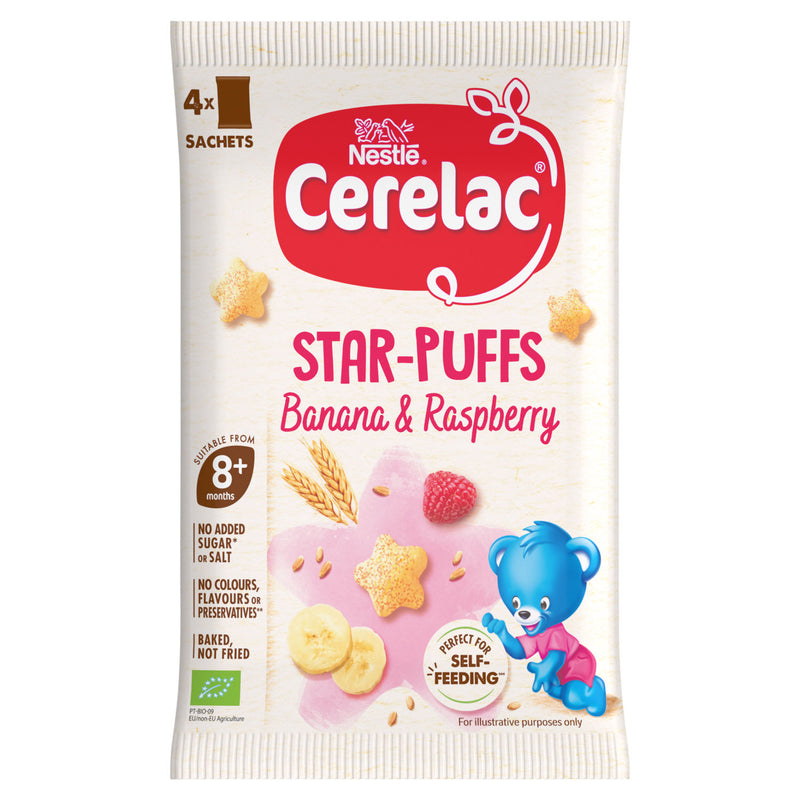 Cerelac star-puffs banana raspberry 28g baby finger food, UK version