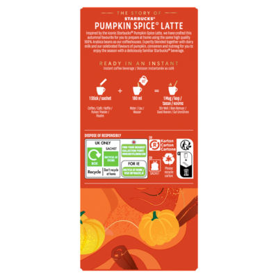 Starbucks Pumpkin Spice Latte instant coffee 4x24g, UK version