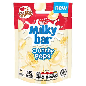 Milkybar Crunchy Pops white chocolate 90g, imported from the UK