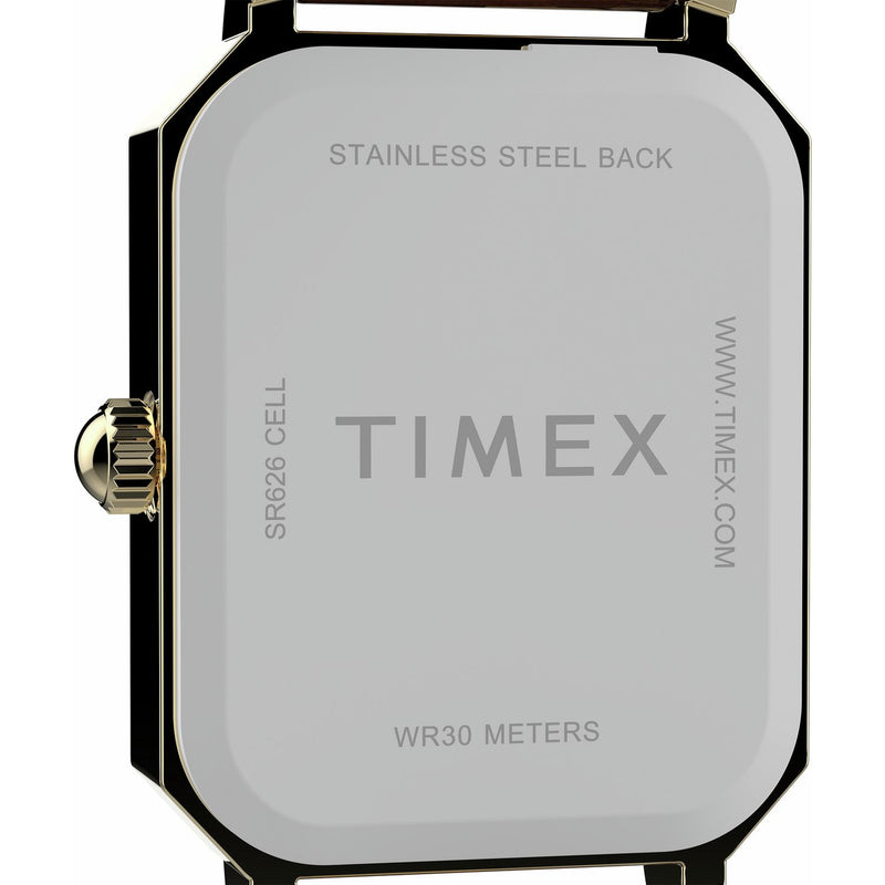 Timex women's white dial watch with brown leather strap, imported from the UK
