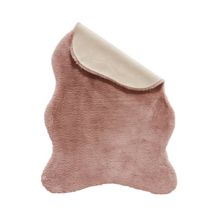 Think Rugs single pelt faux fur rug dusty rose 58x90cm, UK version