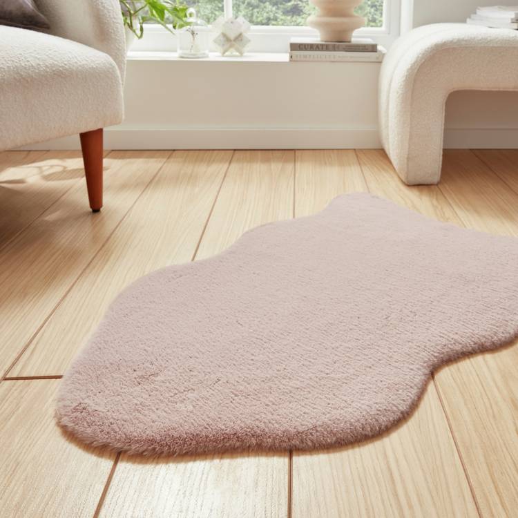 Think Rugs single pelt faux fur rug dusty rose 58x90cm, UK version