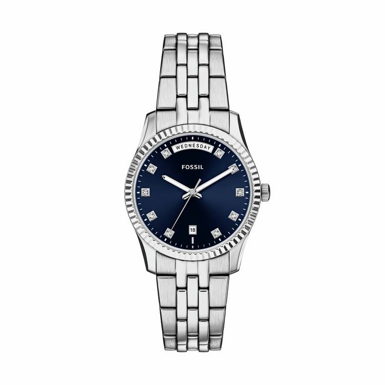 Fossil Scarlette blue dial stainless steel watch, imported from the UK