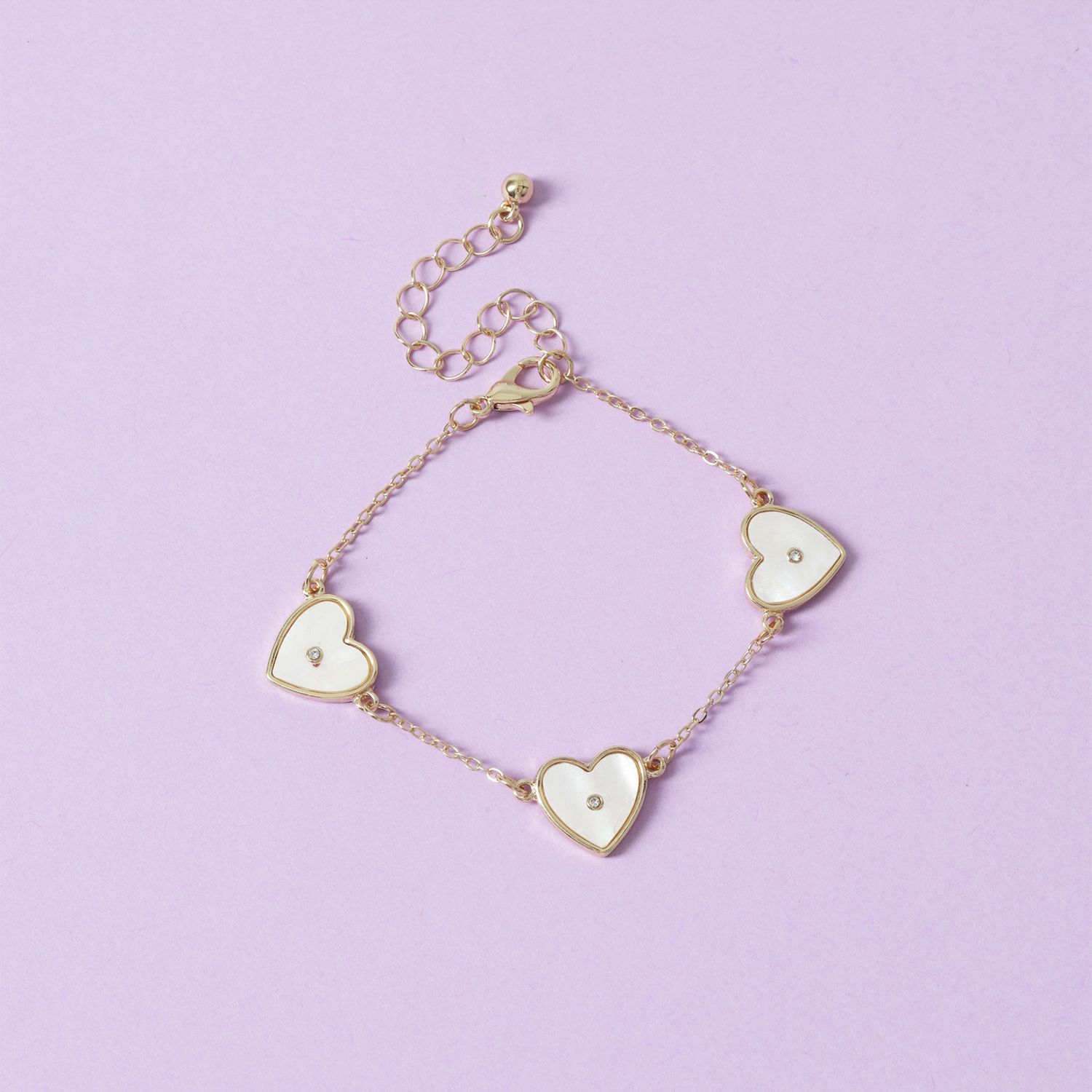 Flitzy kids white heart charm bracelet 7cm (British brand)