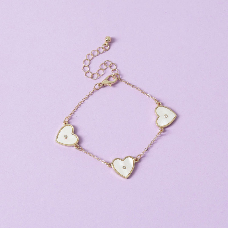 Flitzy kids white heart charm bracelet 7cm (British brand)