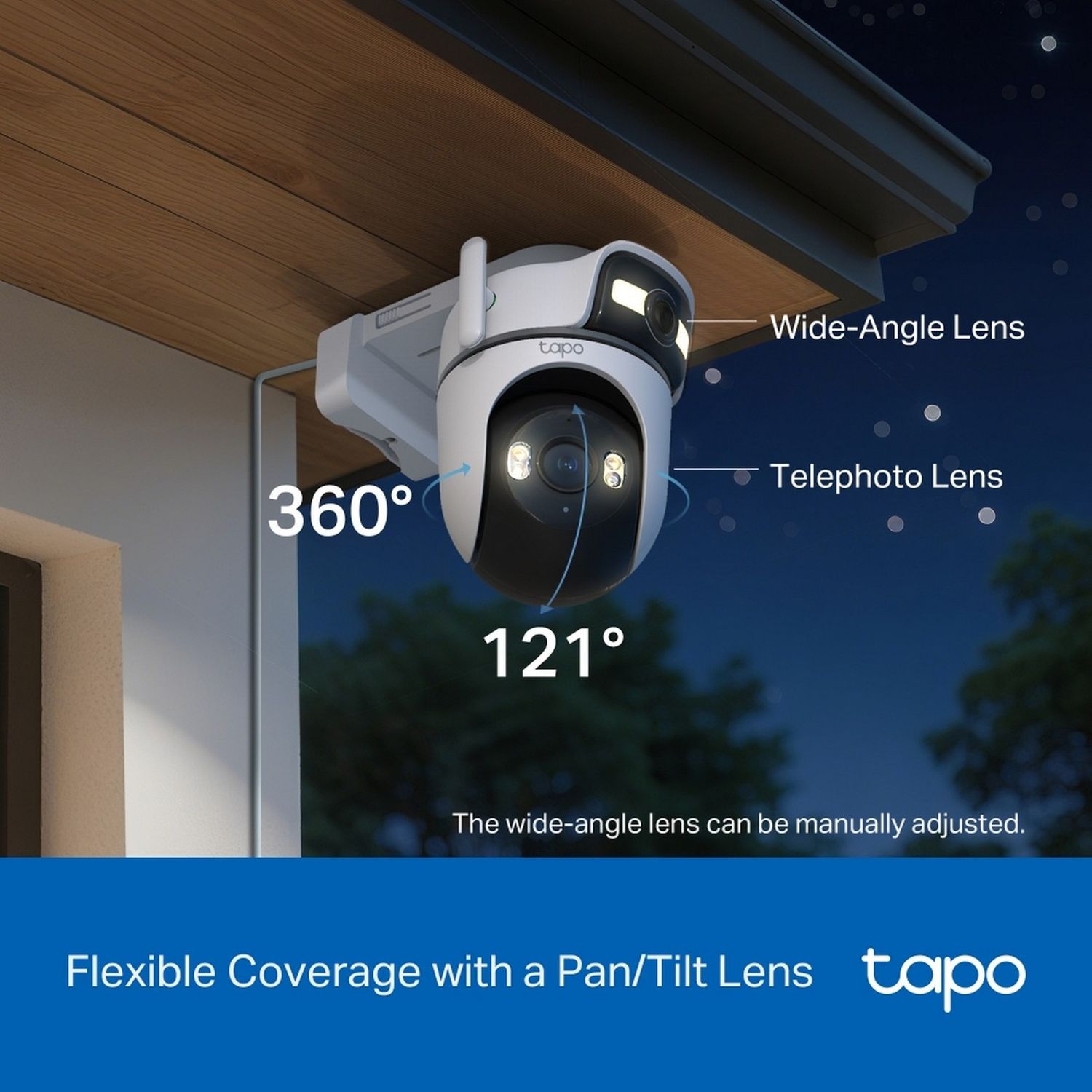 Tapo TC47 outdoor dual lens security camera - British product