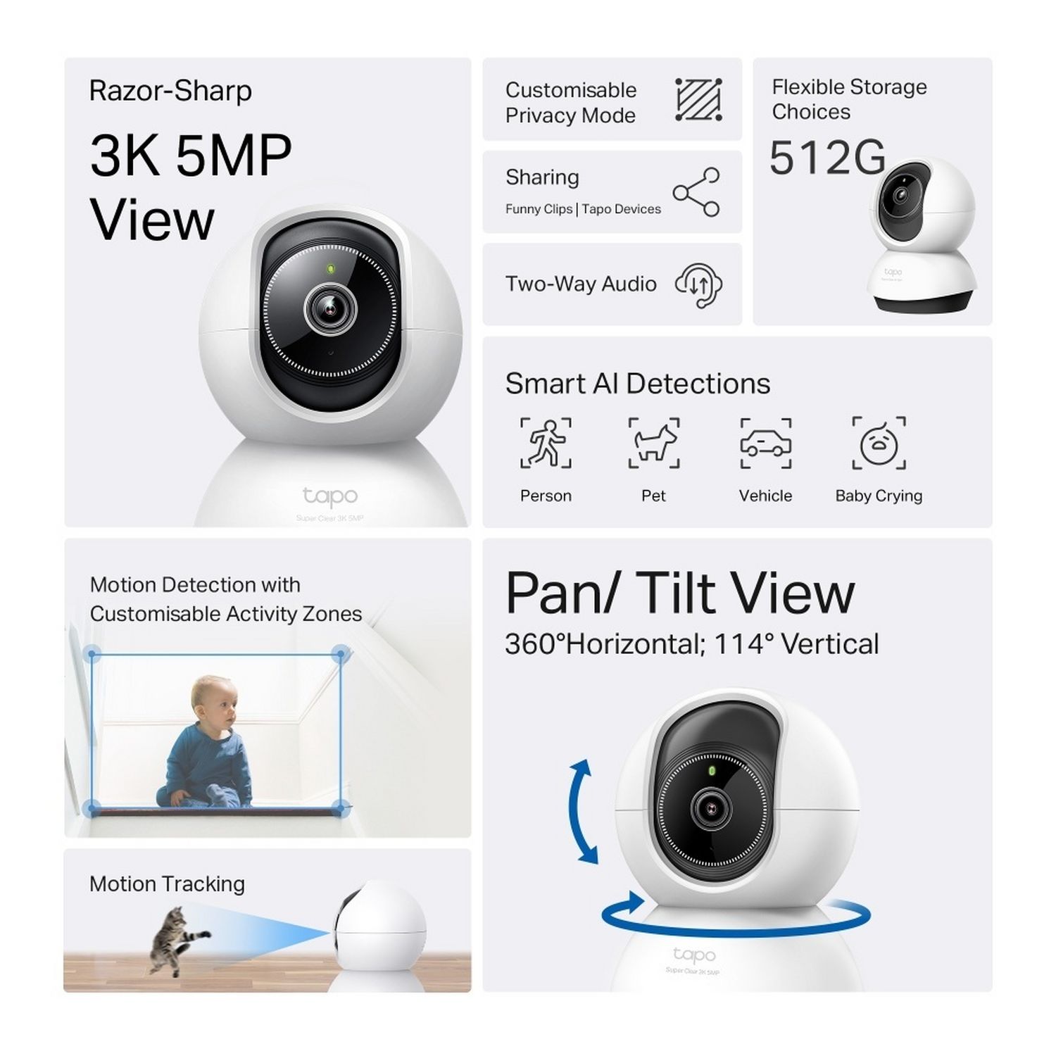 Tapo TC74 3K pan/tilt AI security camera (British brand)
