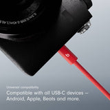 Beats 3m braided USB-C cable Rapid Red, imported from the UK