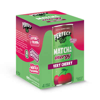Holland & Barrett PerfectTed Matcha Energy Very Cherry Matcha Energy Drink 4 x 250ml- Buy online at McGrocer