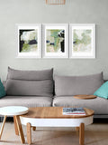 East End Prints green abstract wall art prints set of 3 - British product