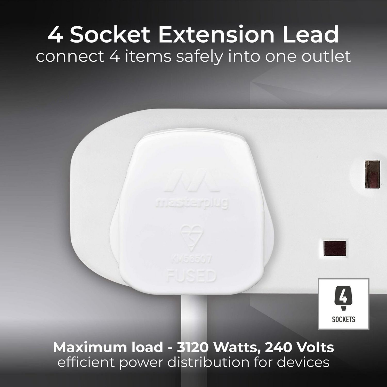 Masterplug extension lead 4 socket 5m, UK version