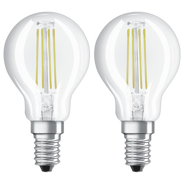Osram 4W LED filament globe bulb twin pack, UK version