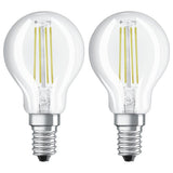 Osram 4W LED filament globe bulb twin pack, UK version