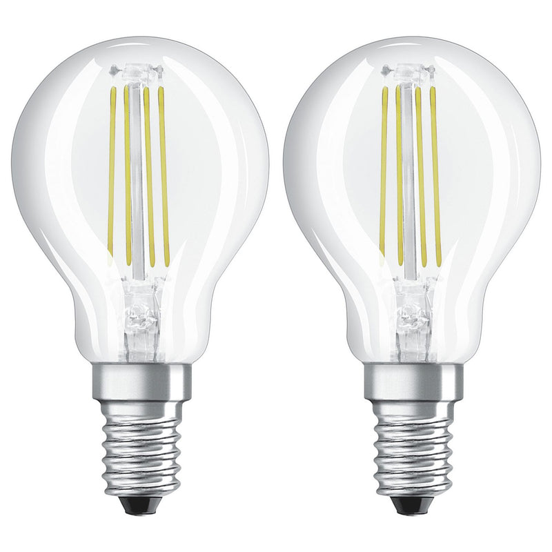 Osram 4W LED filament globe bulb twin pack, UK version
