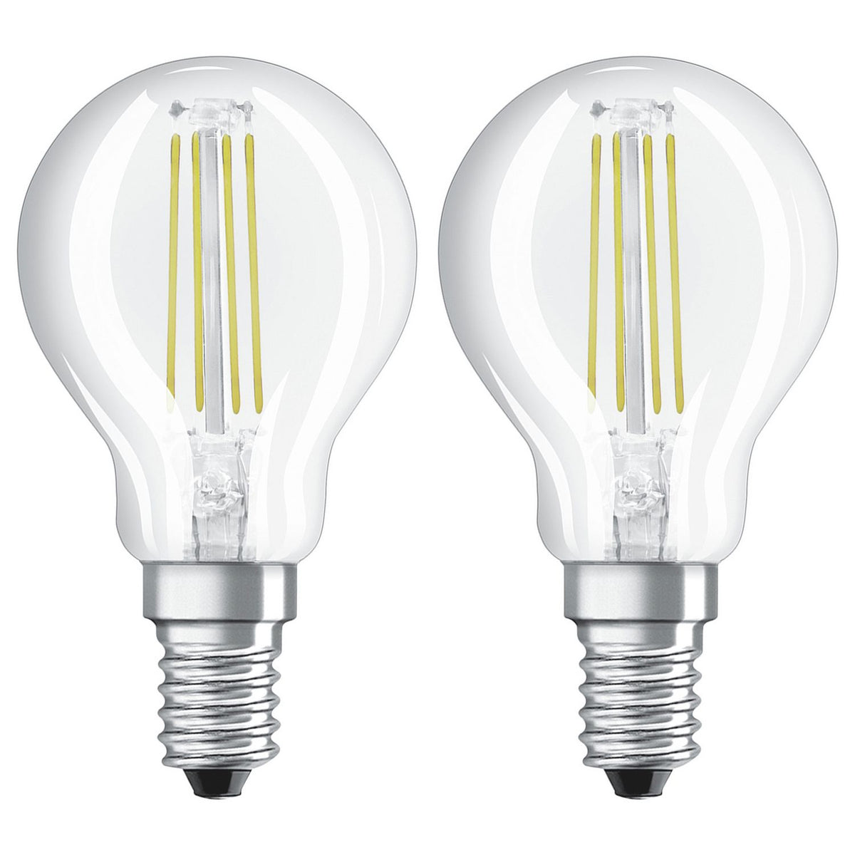 Osram 4W LED filament globe bulb twin pack, UK version