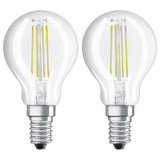 Osram 4W LED filament globe bulb twin pack, UK version