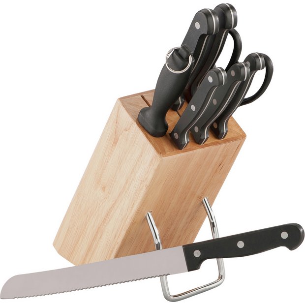 Argos Home 8 piece wooden knife block set (British brand)