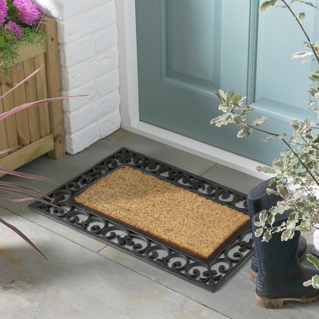 Argos Home black and natural coir doormat (British brand)