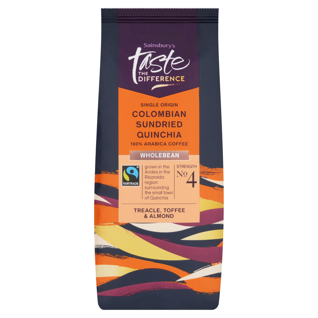 Sainsbury's Fairtrade Colombian Sundried Quinchia Whole Beans, Taste the Difference 227g