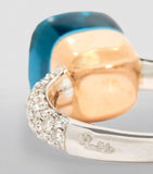 Pomellato Nudo mixed gold ring with London blue topaz and diamonds, UK version