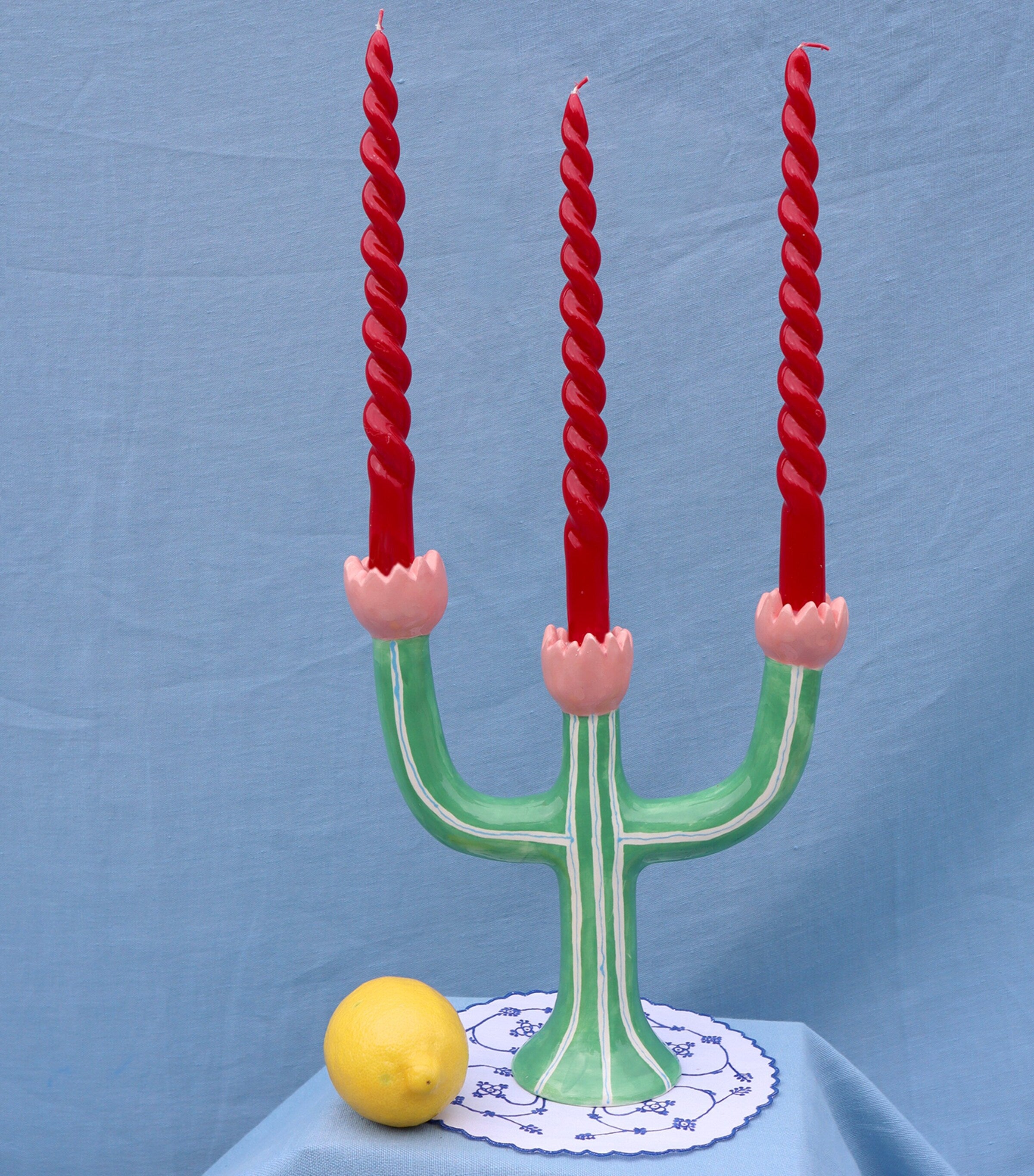 Laetitia Rouget earthenware tulips candle holder 28cm, UK version