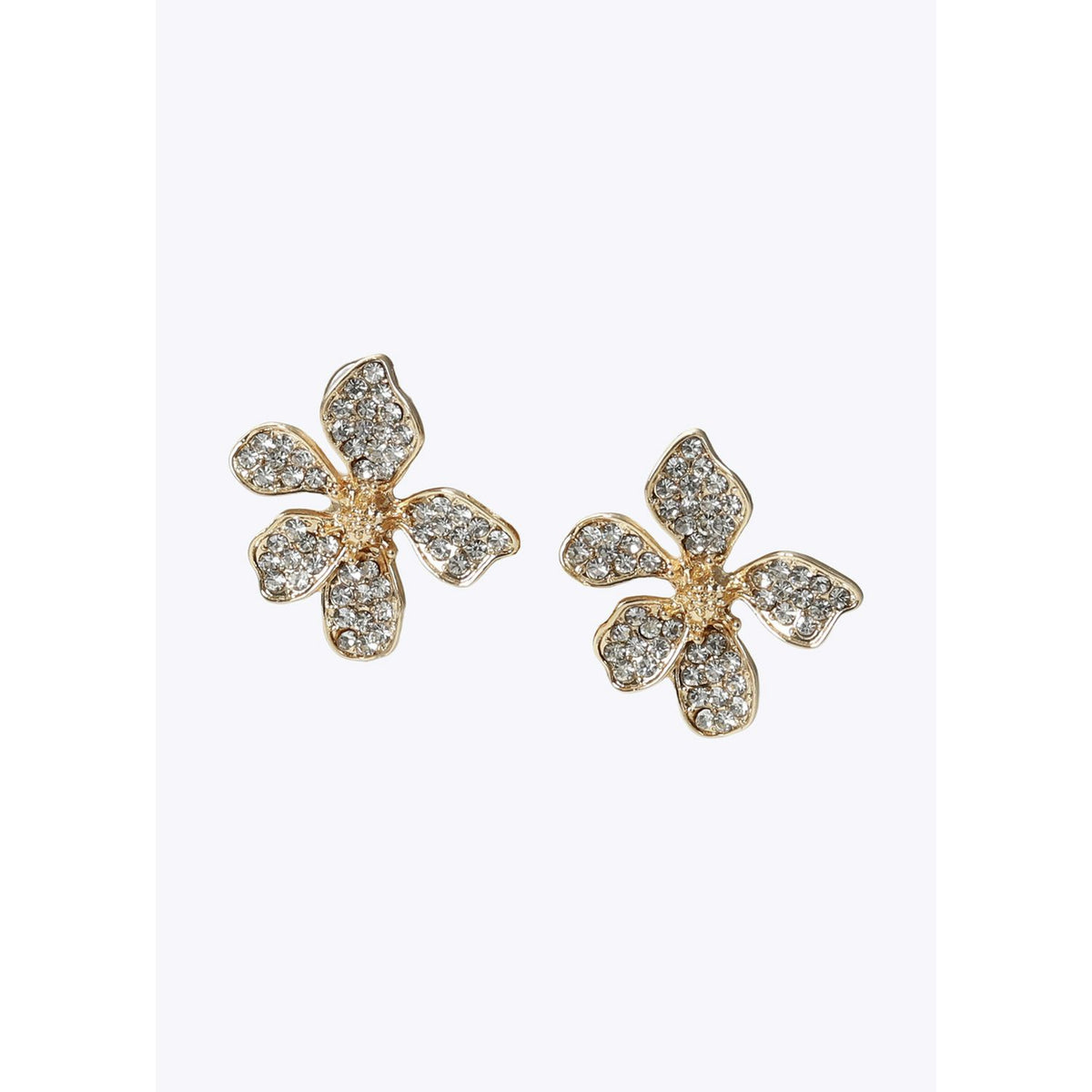 Freedom Gold Tone Crystal Open Flower Stud Earrings