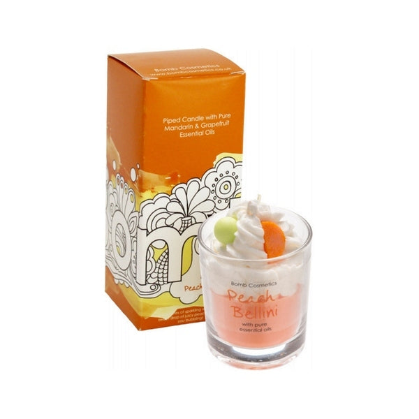 Bomb Cosmetics piped candle Peach Belini, UK version